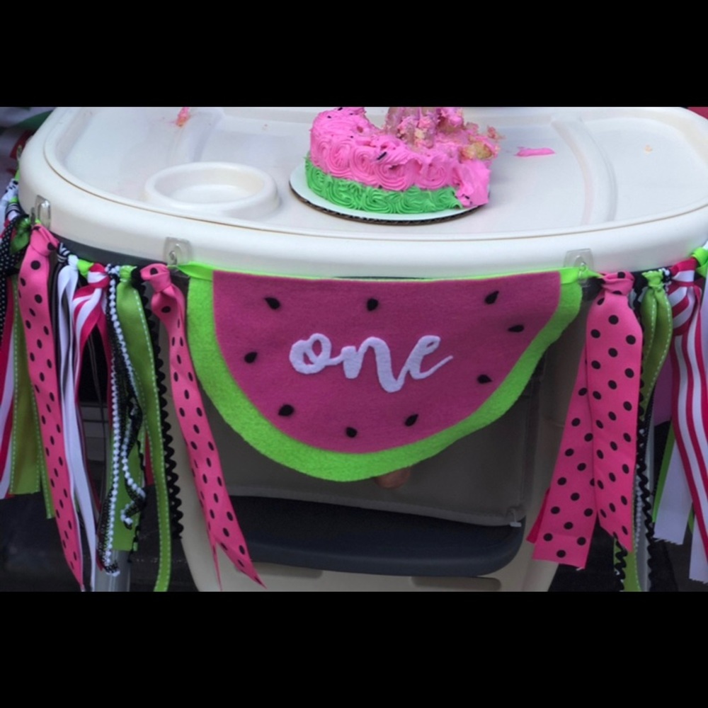 High chair banner, 1st birthday, one in a melon